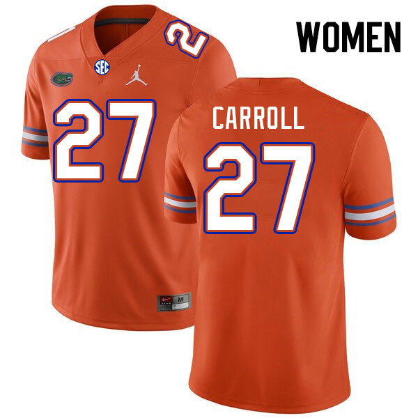 Women #27 Cam Carroll Florida Gators College Football Jerseys Stitched-Orange - Click Image to Close